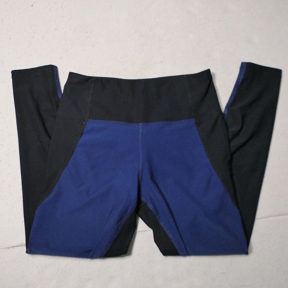 Marika Womens Colorblock Leggings‎ M Blue Black High Rise Athleisure Minimalist